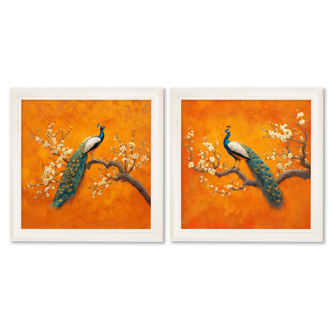 Peacocks In Saffron Garden – Cream Hurstwood Square Frame detail – Leya Buster Interiors