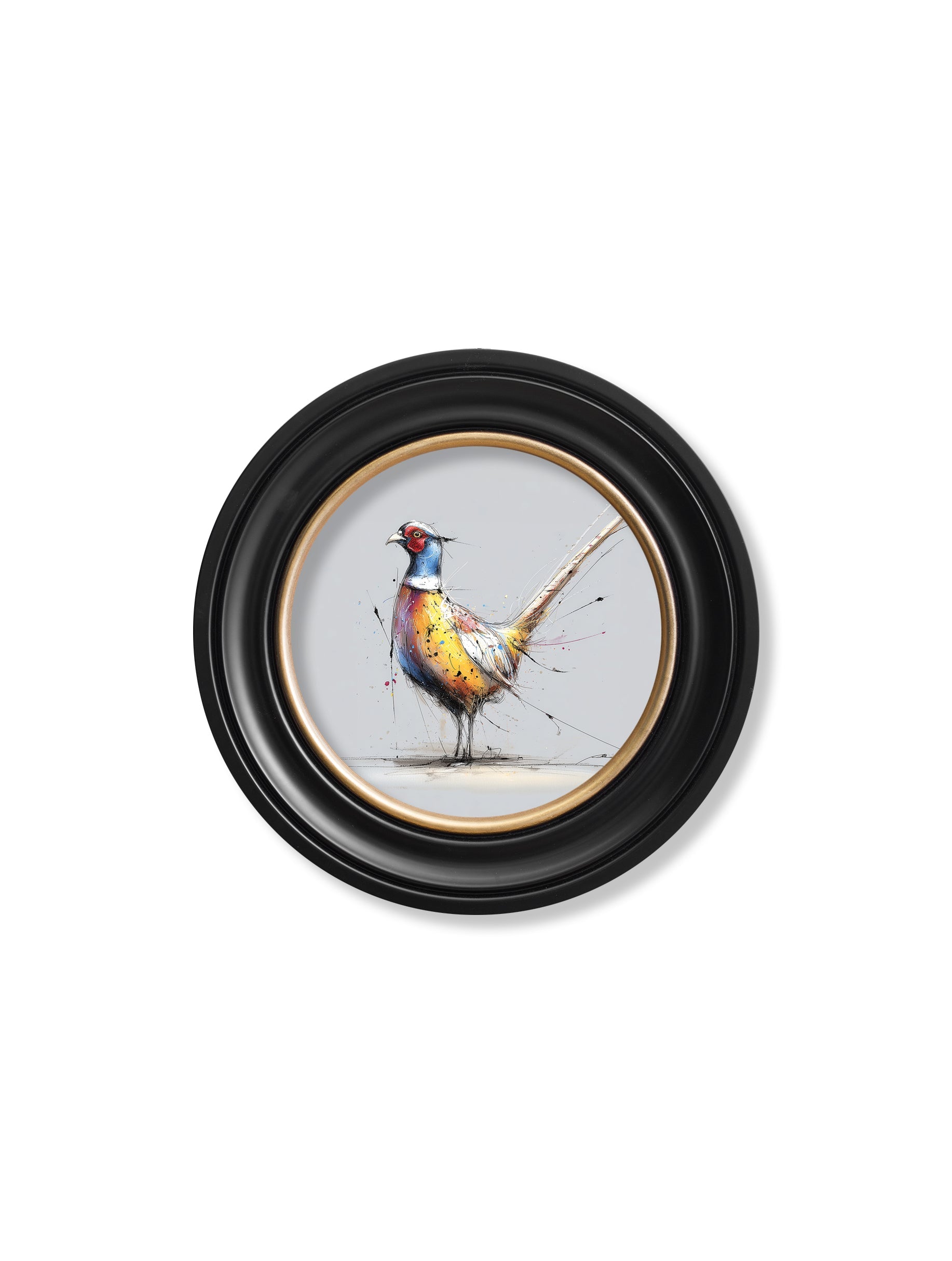 Plump Pheasant Cosy Sketch – Oxford Round Frame styled view – Leya Buster Interiors