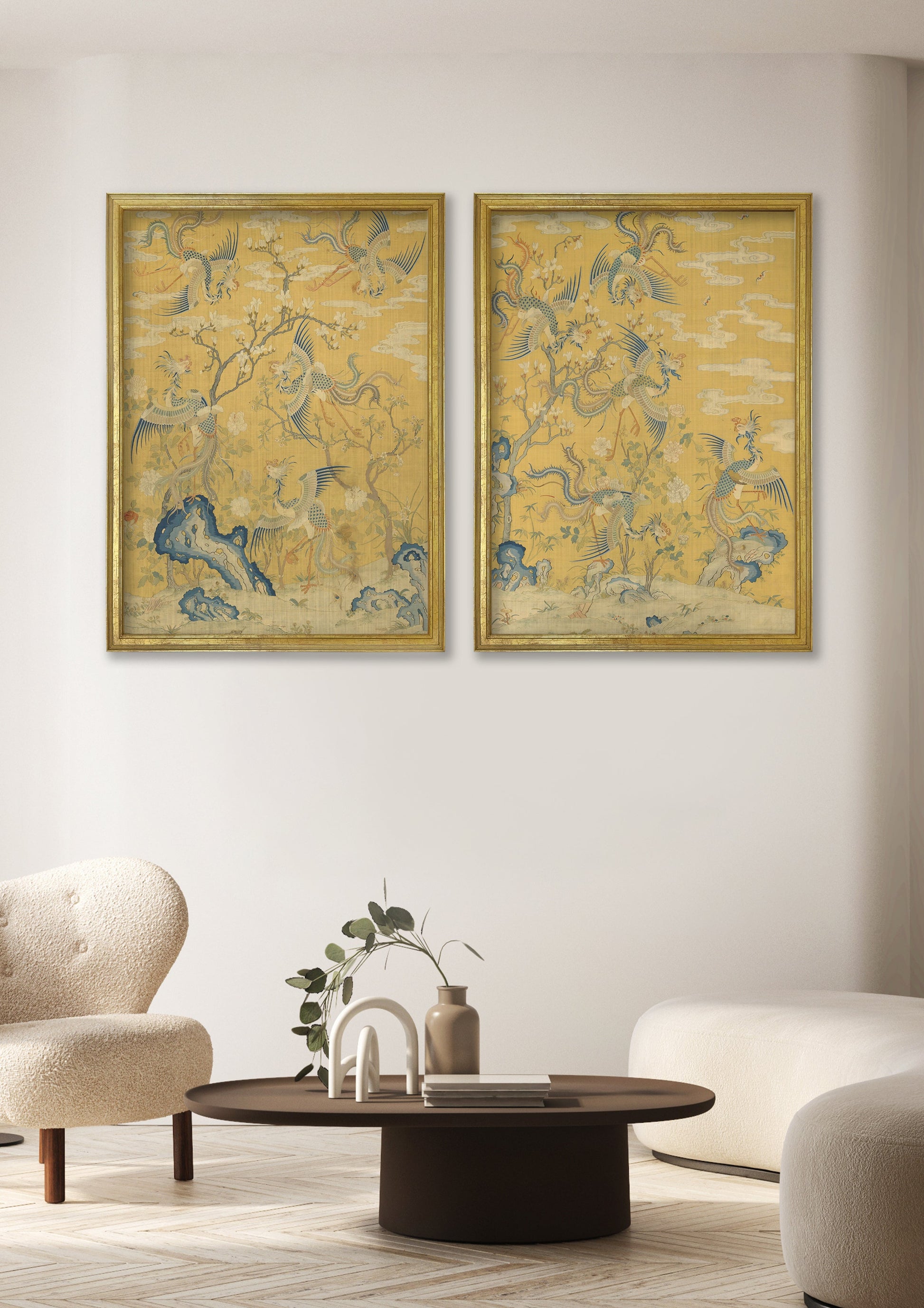 Phoenixes in a Garden Set of 2 – framed wall art at Leya Buster Interiors