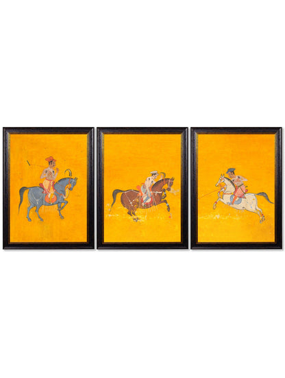 c.17th Century Indian Polo Players Triptych detail – Leya Buster Interiors