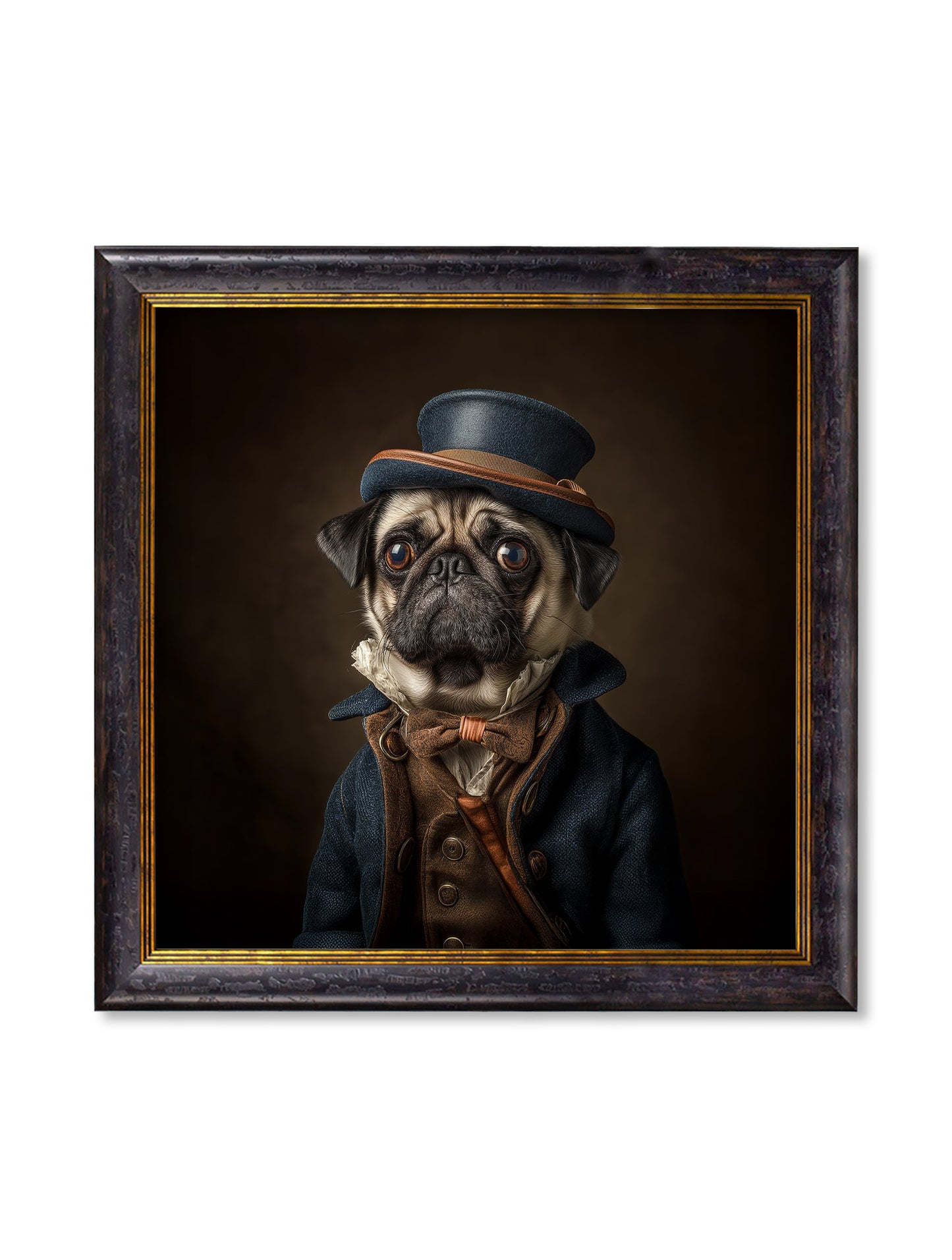 Sir Puggington – Gentleman Pug Oxford Square Frame detail – Leya Buster Interiors