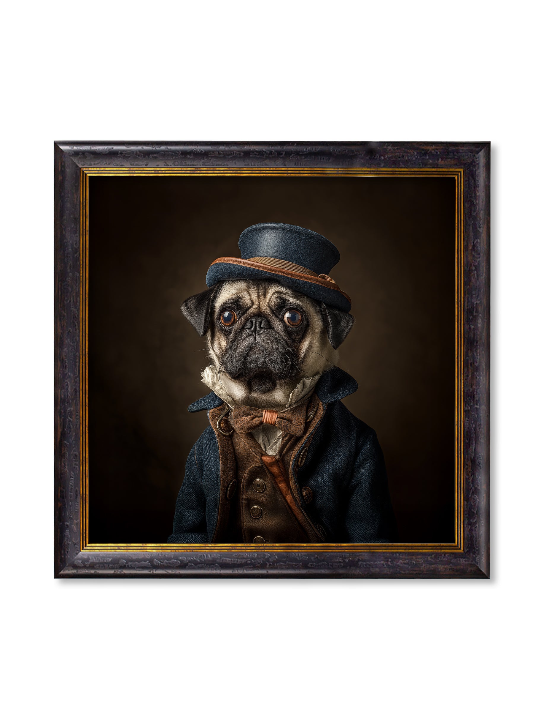 Sir Puggington – Gentleman Pug Oxford Square Frame detail – Leya Buster Interiors
