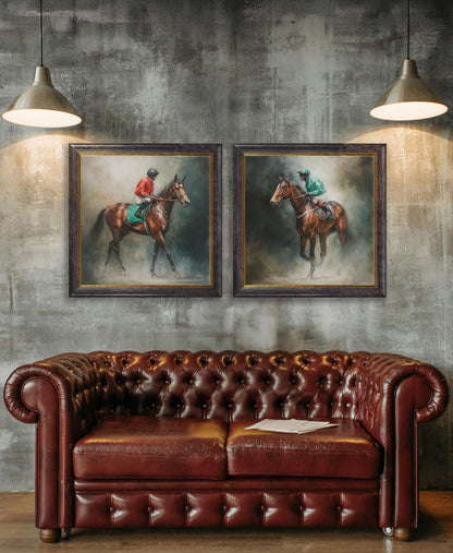 The Irish Racehorses – Oxford Square Frame – framed wall art at Leya Buster Interiors