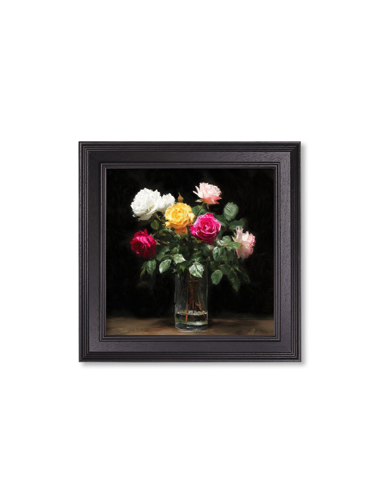 Roses After Dark – Black Hurstwood Square Frame styled view – Leya Buster Interiors