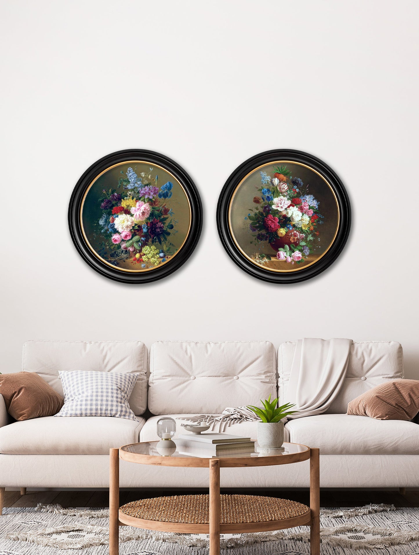 c.1812 Still Life of Flowers – Round – framed wall art at Leya Buster Interiors