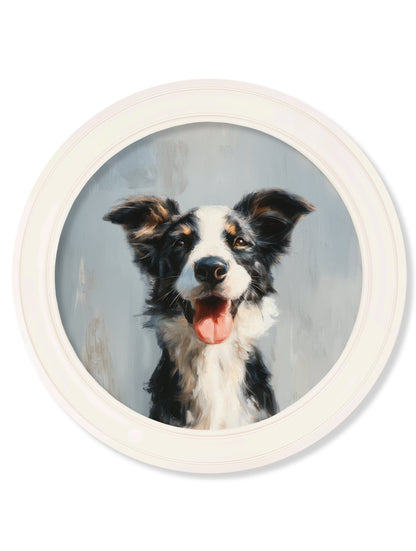 The Smiley Sheepdog – Oxford Strong White Round Frame detail – Leya Buster Interiors