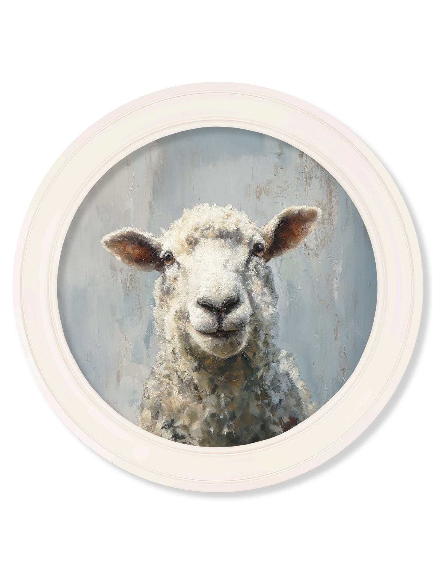 The Jolly Sheep – Oxford Strong White Round Frame detail – Leya Buster Interiors