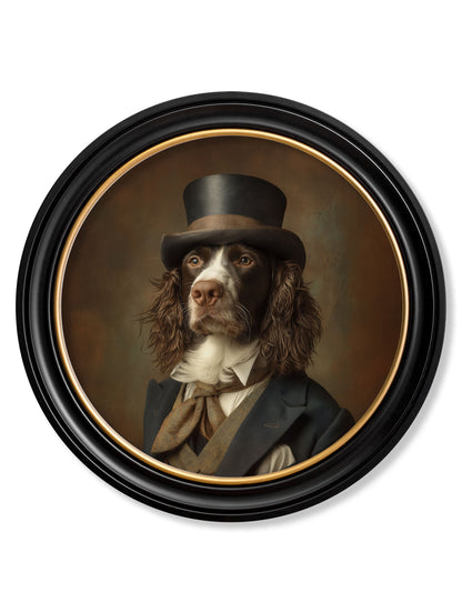Duke Springly – Gentleman Springer Spaniel Oxford Round Frame detail – Leya Buster Interiors