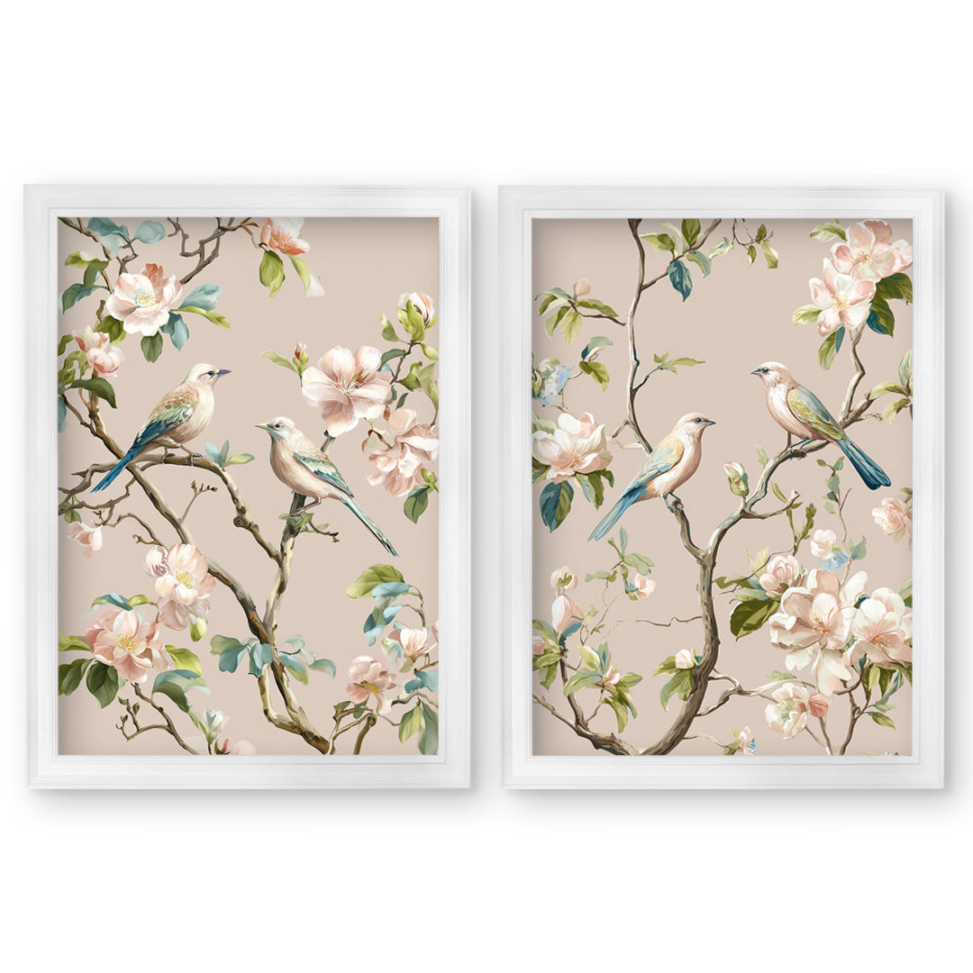 Blossom Songbirds – White Hurstwood Frame detail – Leya Buster Interiors