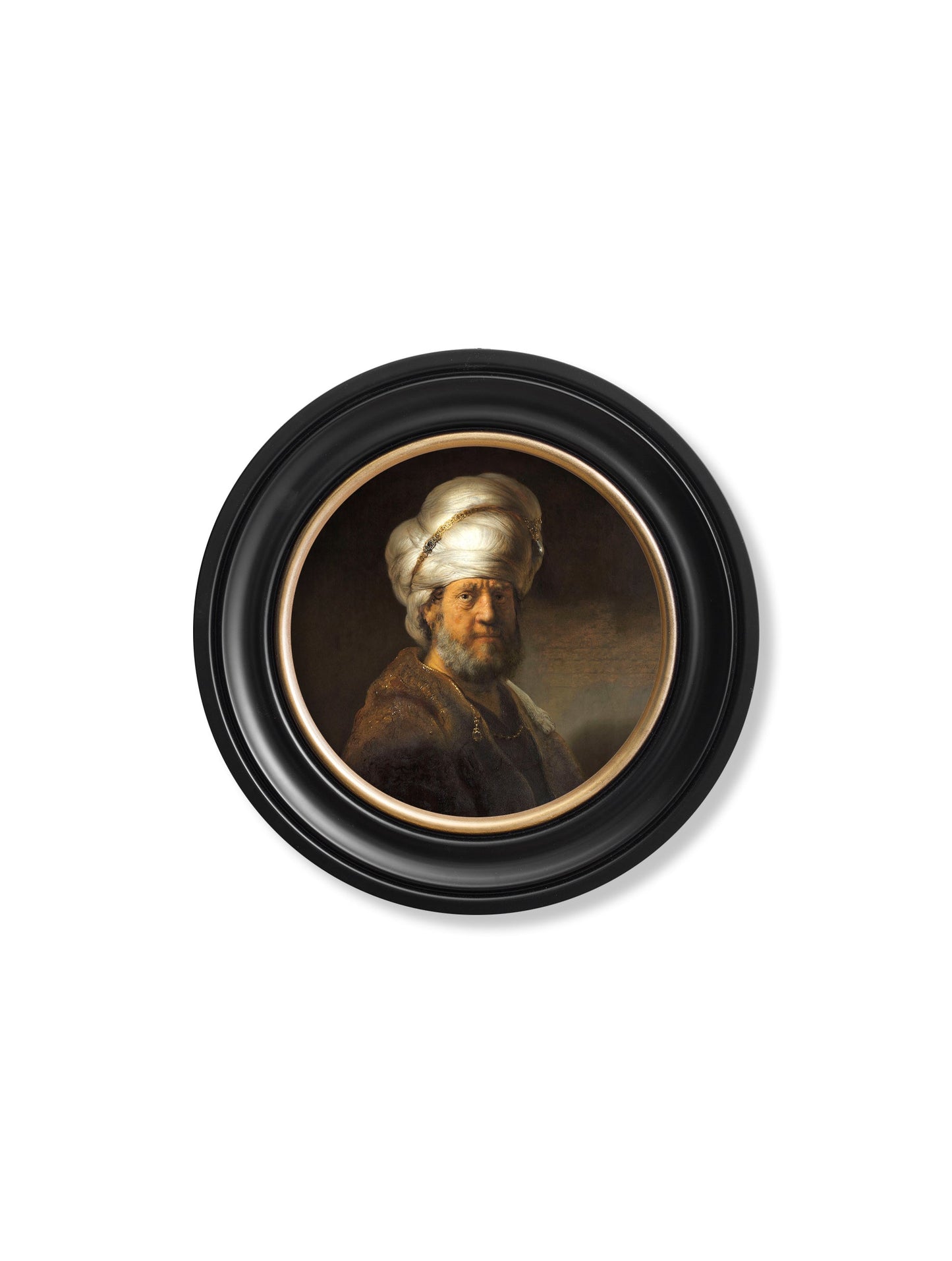 c.17th Century Rembrandt's Oriental Gentlemen – Round Frame styled view – Leya Buster Interiors