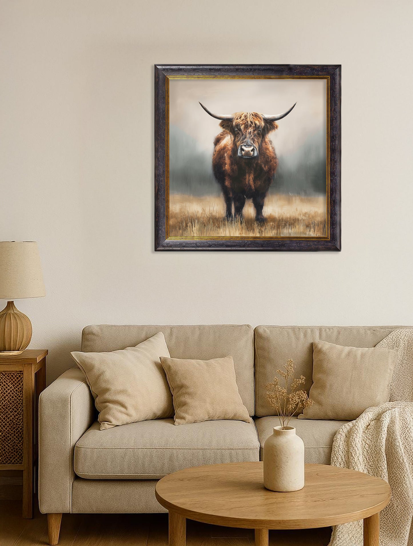 Highland Cow – Oxford Square Frame – framed wall art at Leya Buster Interiors