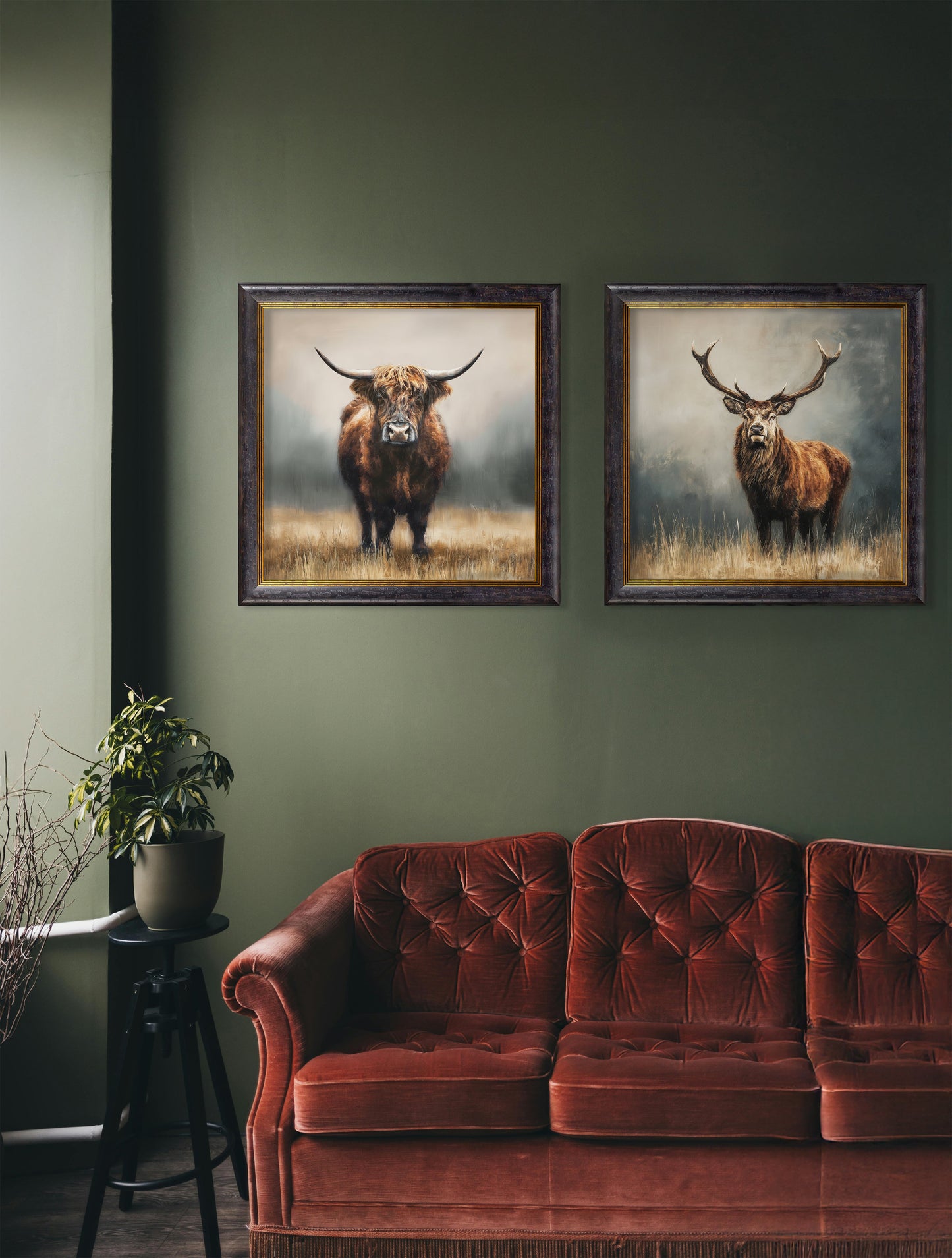 Highland Cow – Oxford Square Frame styled view – Leya Buster Interiors