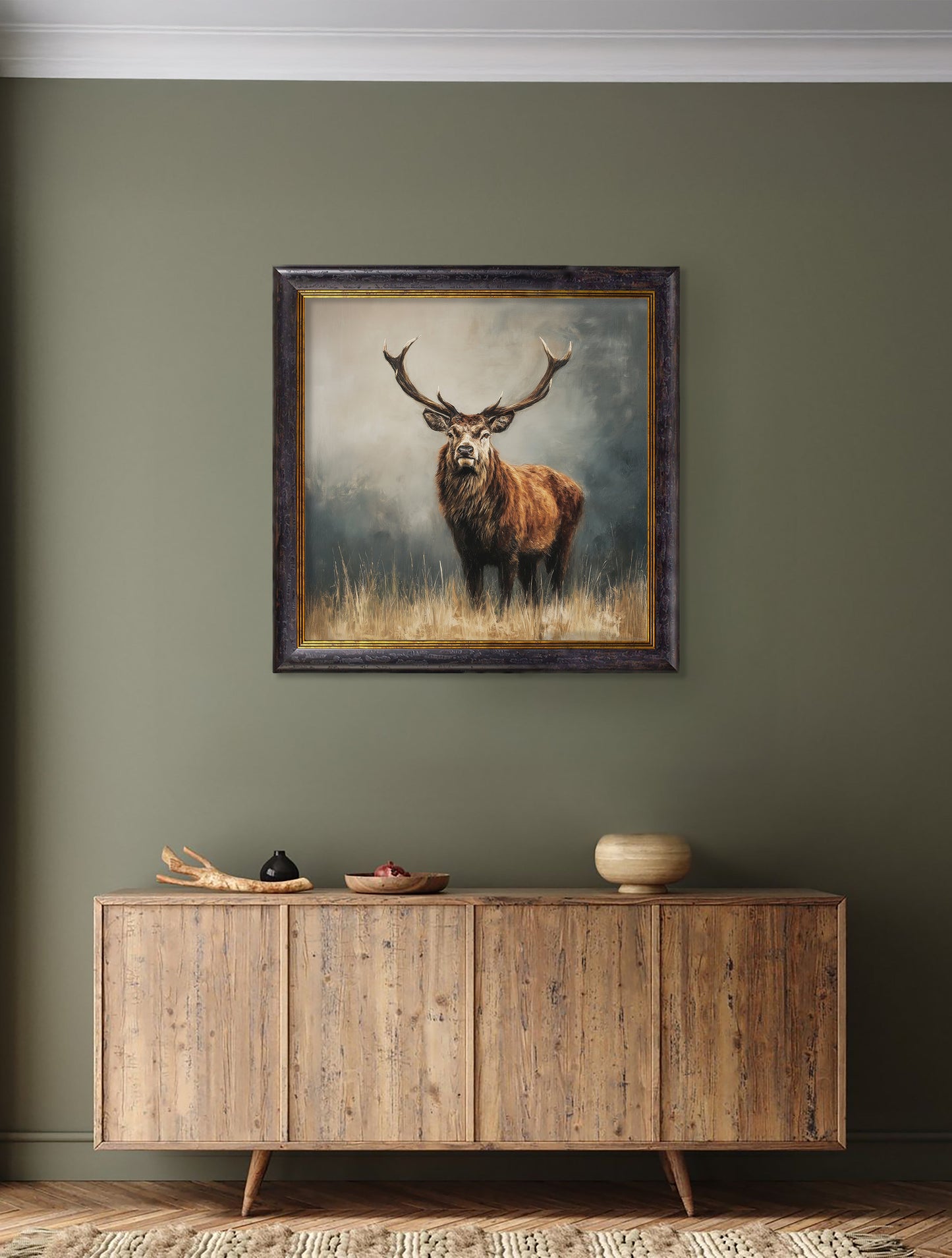 Highland Stag – Oxford Square Frame – framed wall art at Leya Buster Interiors