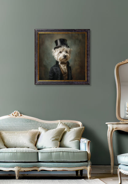 Lord Westly Whitetail – Gentleman Westie Oxford Square Frame – fine home fragrance at Leya Buster Interiors