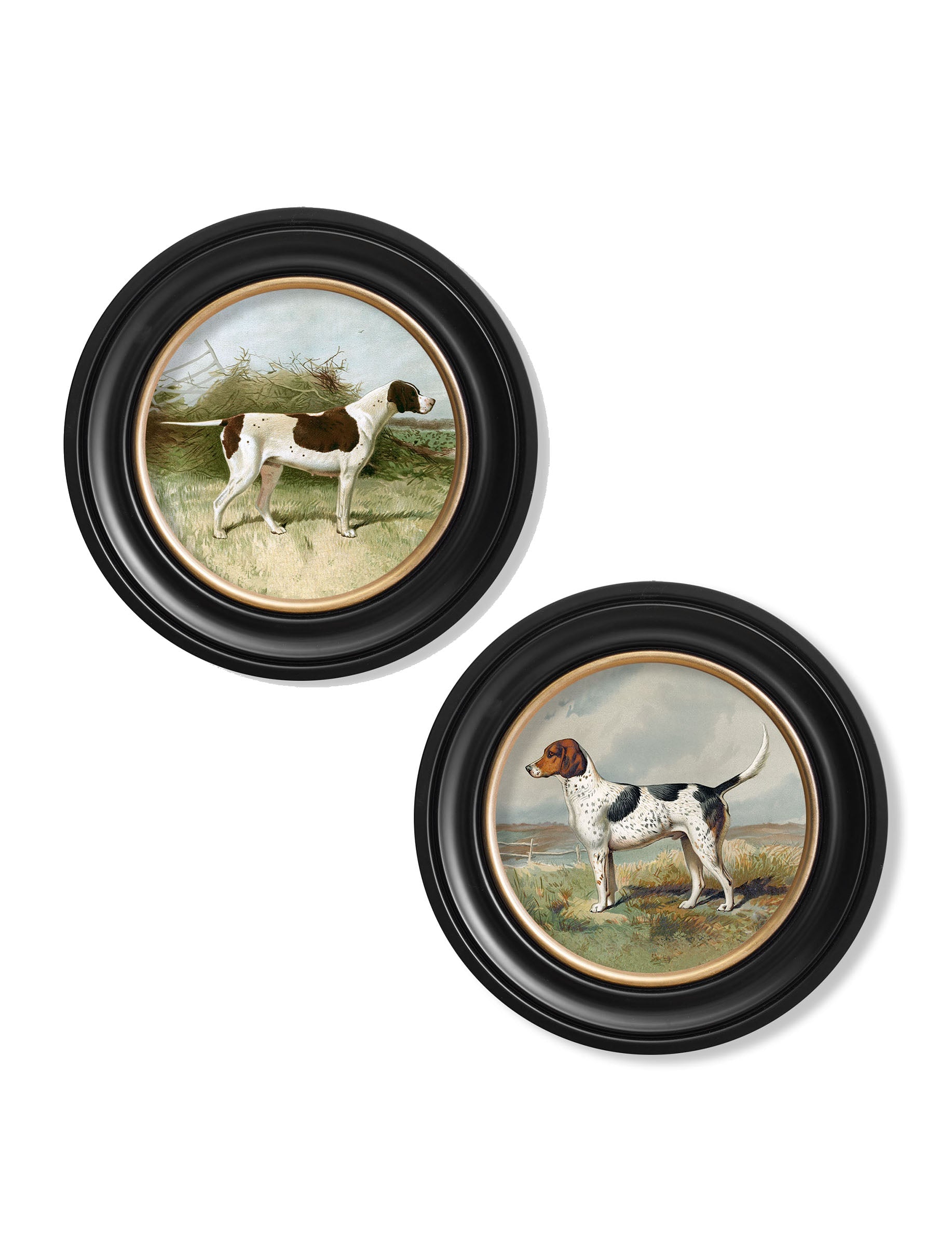 c.1881 Gun Dogs – Round Frame styled view – Leya Buster Interiors