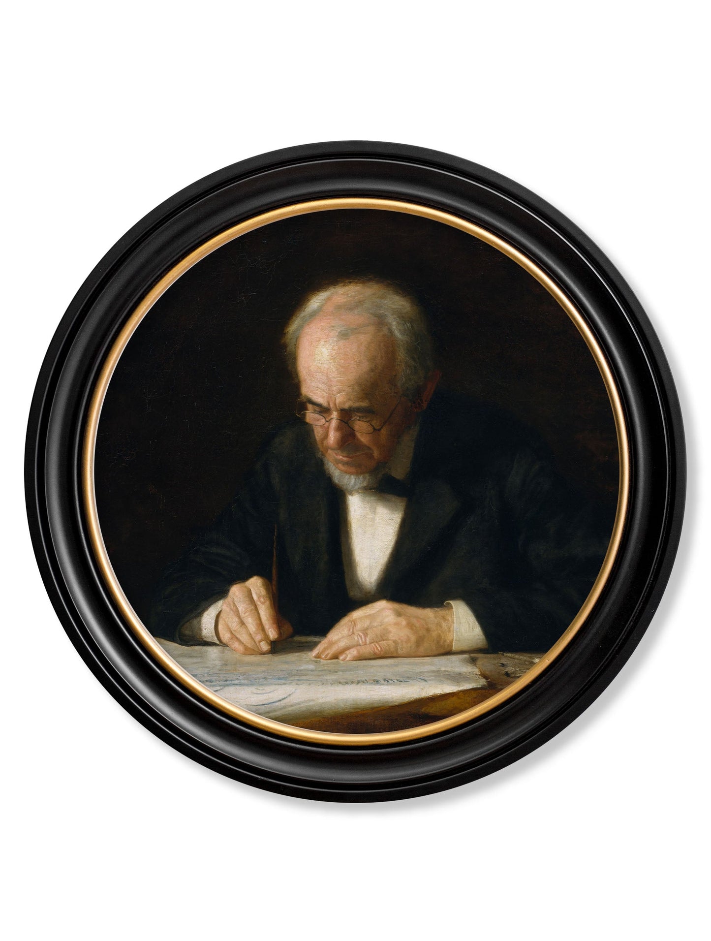 c.1882 The Writing Master – Thomas Eakins – Round Frame detail – Leya Buster Interiors