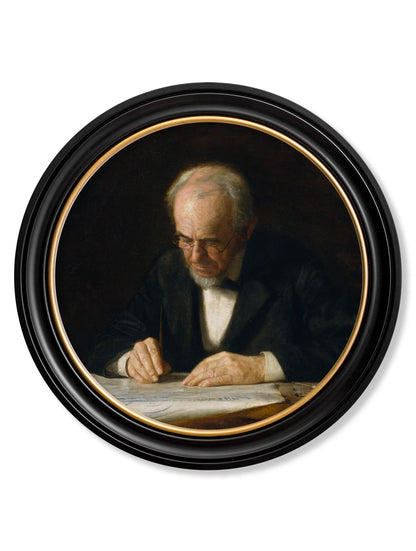 c.1882 The Writing Master – Thomas Eakins – Round Frame detail – Leya Buster Interiors
