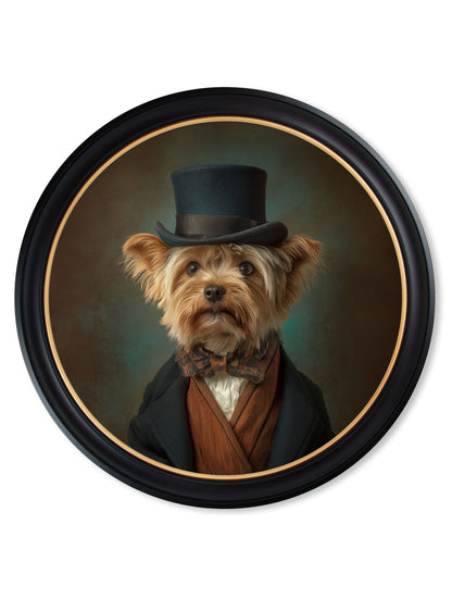 Lord Barkley of York – Gentleman Yorkshire Terrier Oxford Round Frame styled view – Leya Buster Interiors