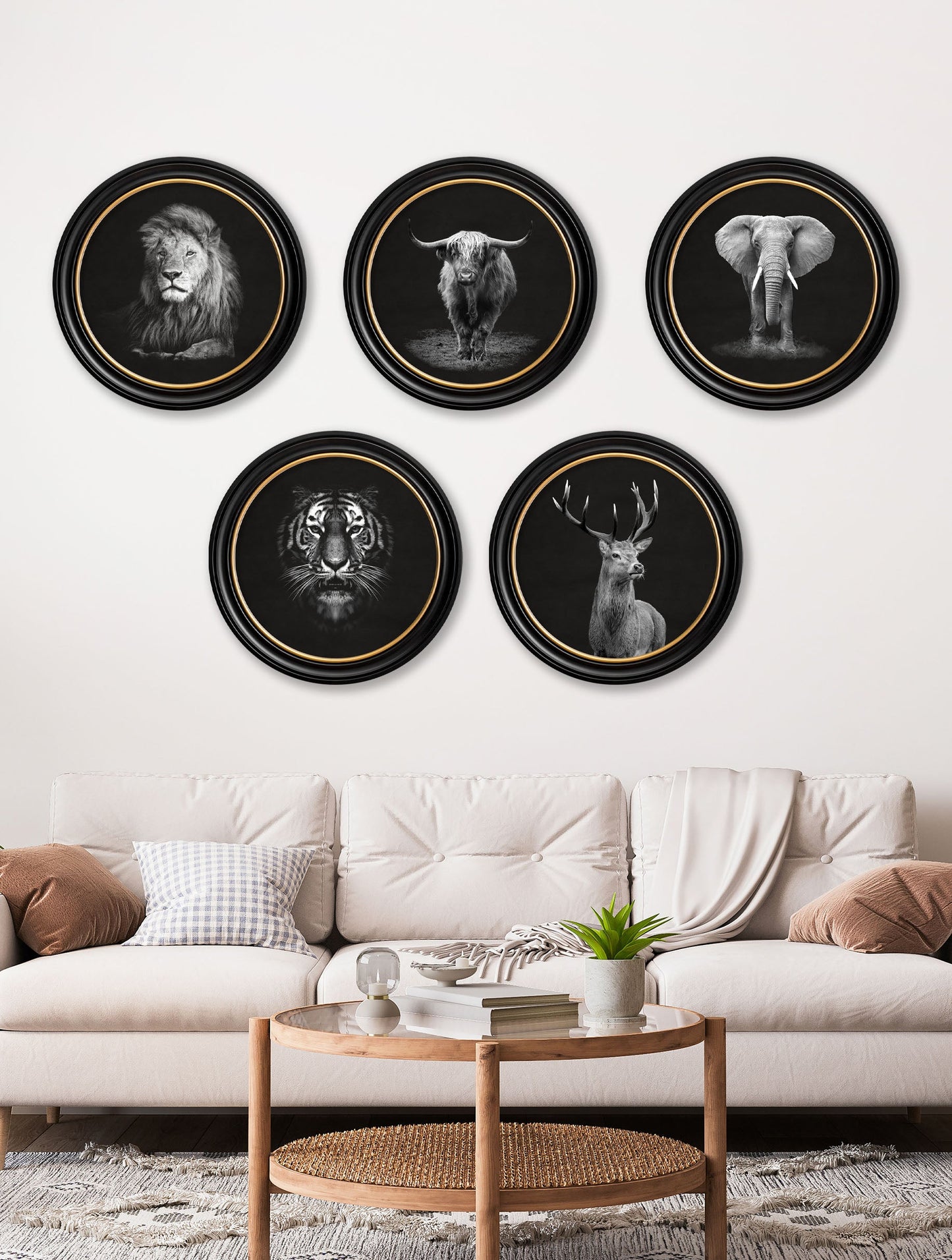 Wildlife Photography – Elephant – Round Frame – framed wall art at Leya Buster Interiors