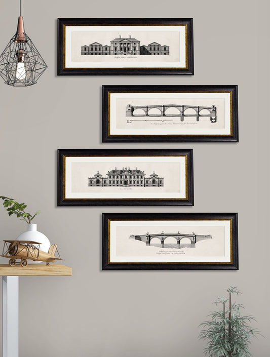 c.1737 Architectural Elevations of Stately Homes – framed wall art at Leya Buster Interiors