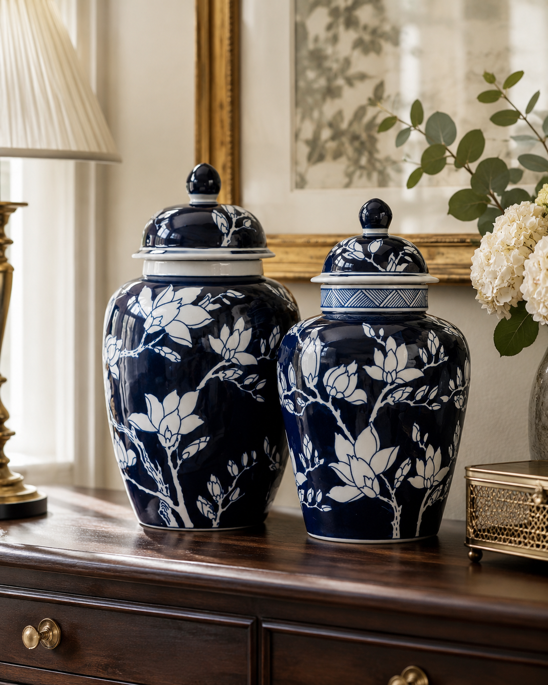 Blue Magnolia Ginger Jar