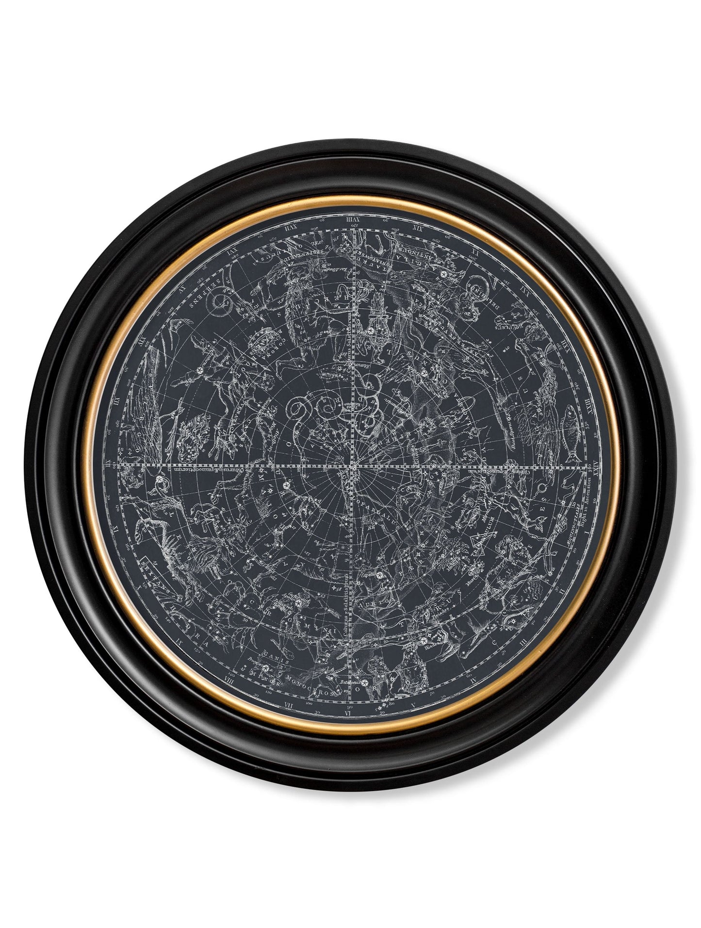 c.1800 Map of Constellations – Round Frame styled view – Leya Buster Interiors