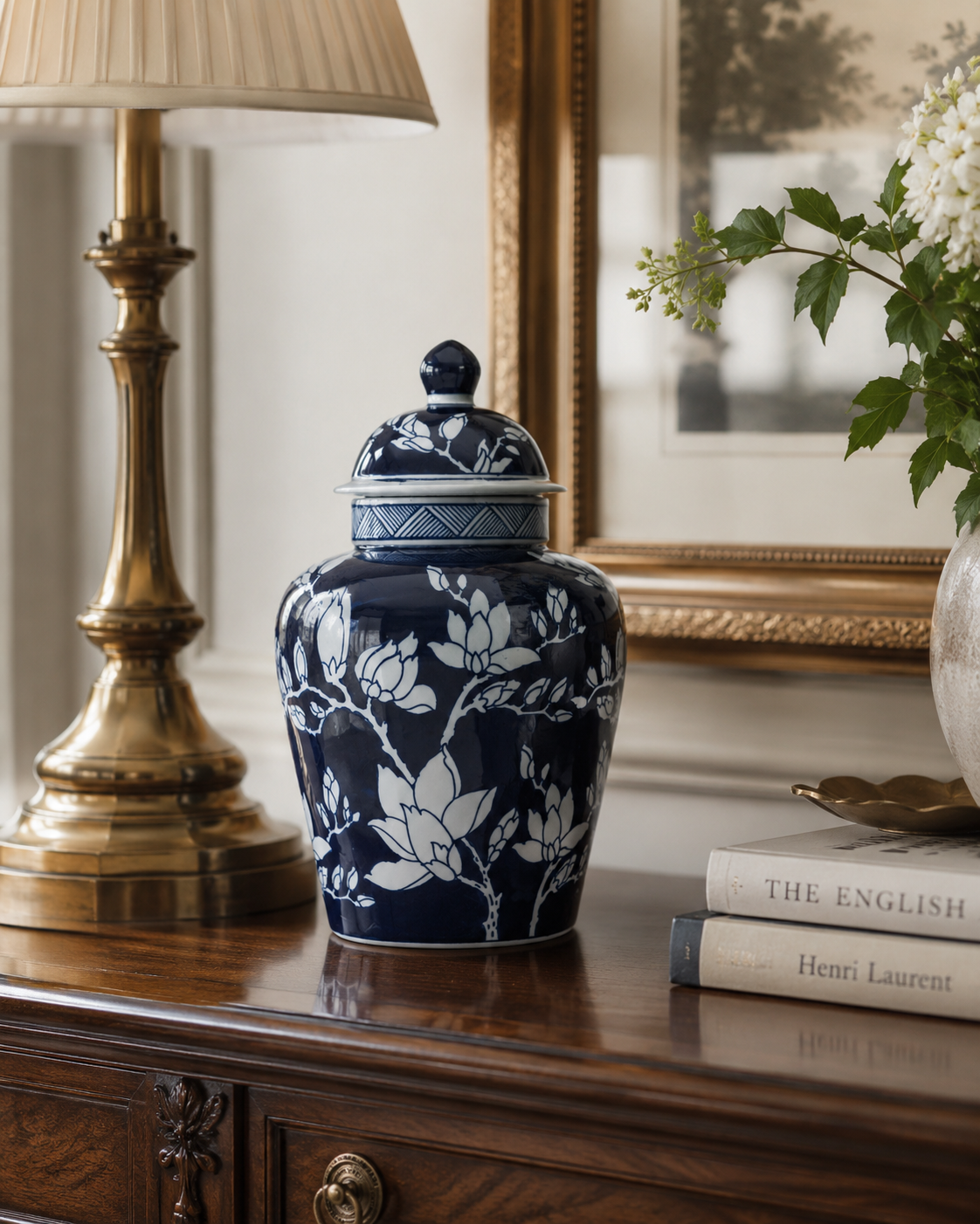 Blue Magnolia Ginger Jar