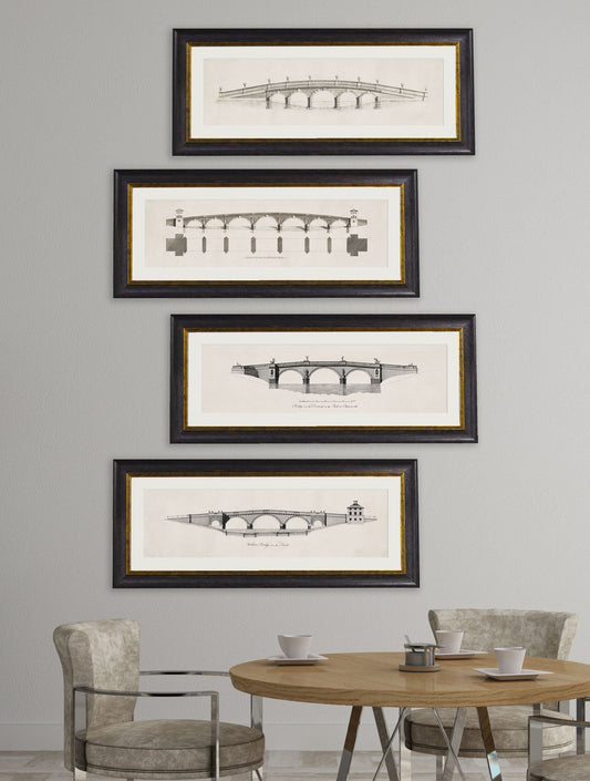 c.1700's Architectural Elevations of Bridges – framed wall art at Leya Buster Interiors