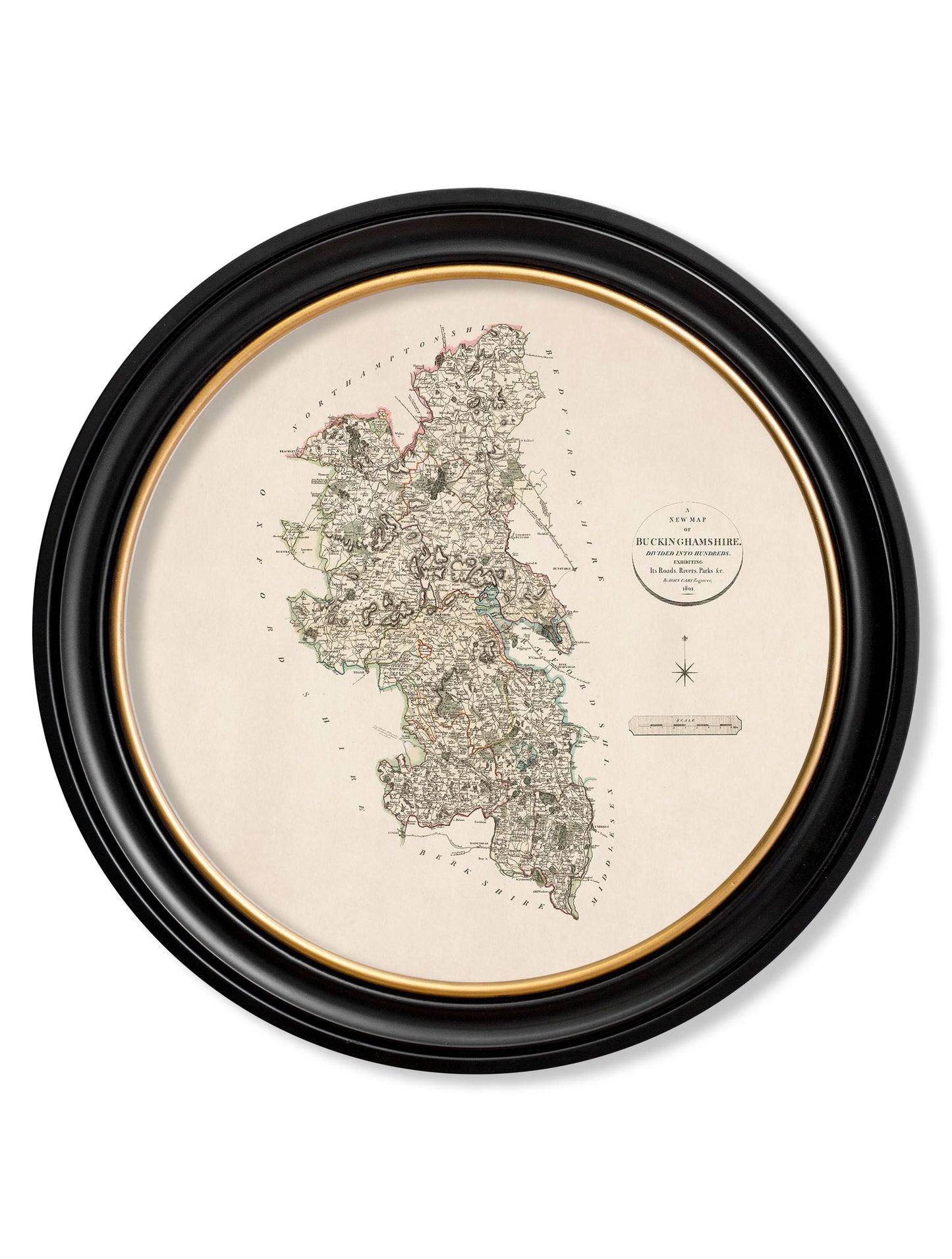 c.1806 County Maps of England – Round styled view – Leya Buster Interiors