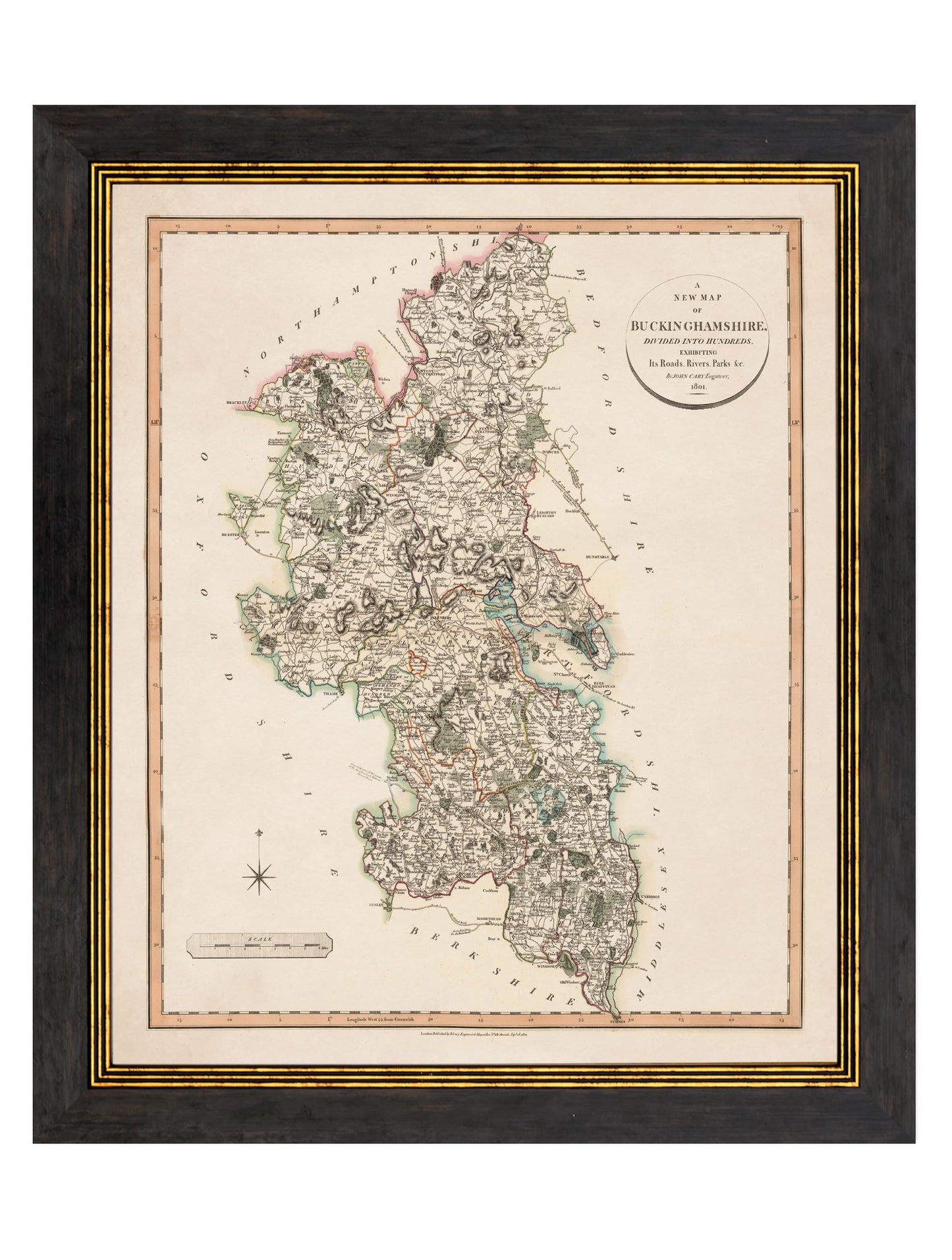c.1806 County Maps of England – framed wall art at Leya Buster Interiors
