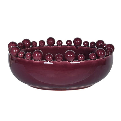 Burgundy Bobble Edge Bowl in a rich glazed ceramic finish