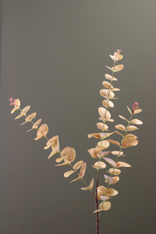 Burnished Orange Eucalyptus Stem faux foliage in a rich warm orange tone