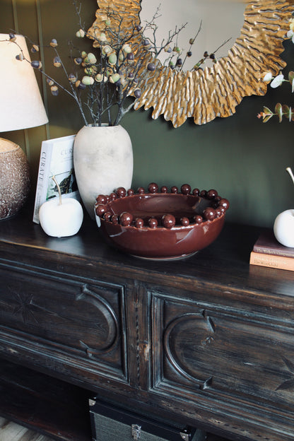 Chocolate Brown Bobble Edge Bowl in hand-finished glazed ceramic