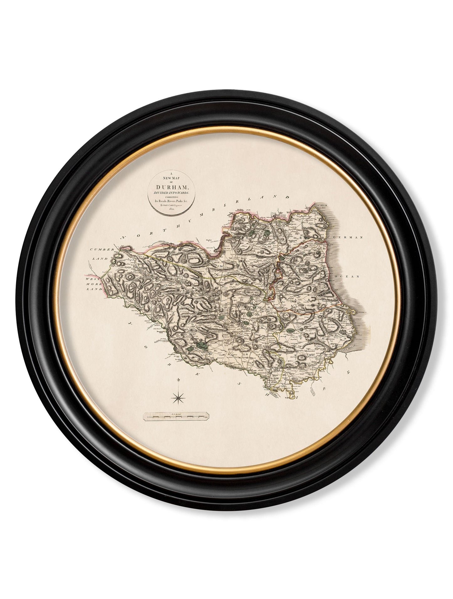 c.1806 County Maps of England – Round styled view – Leya Buster Interiors