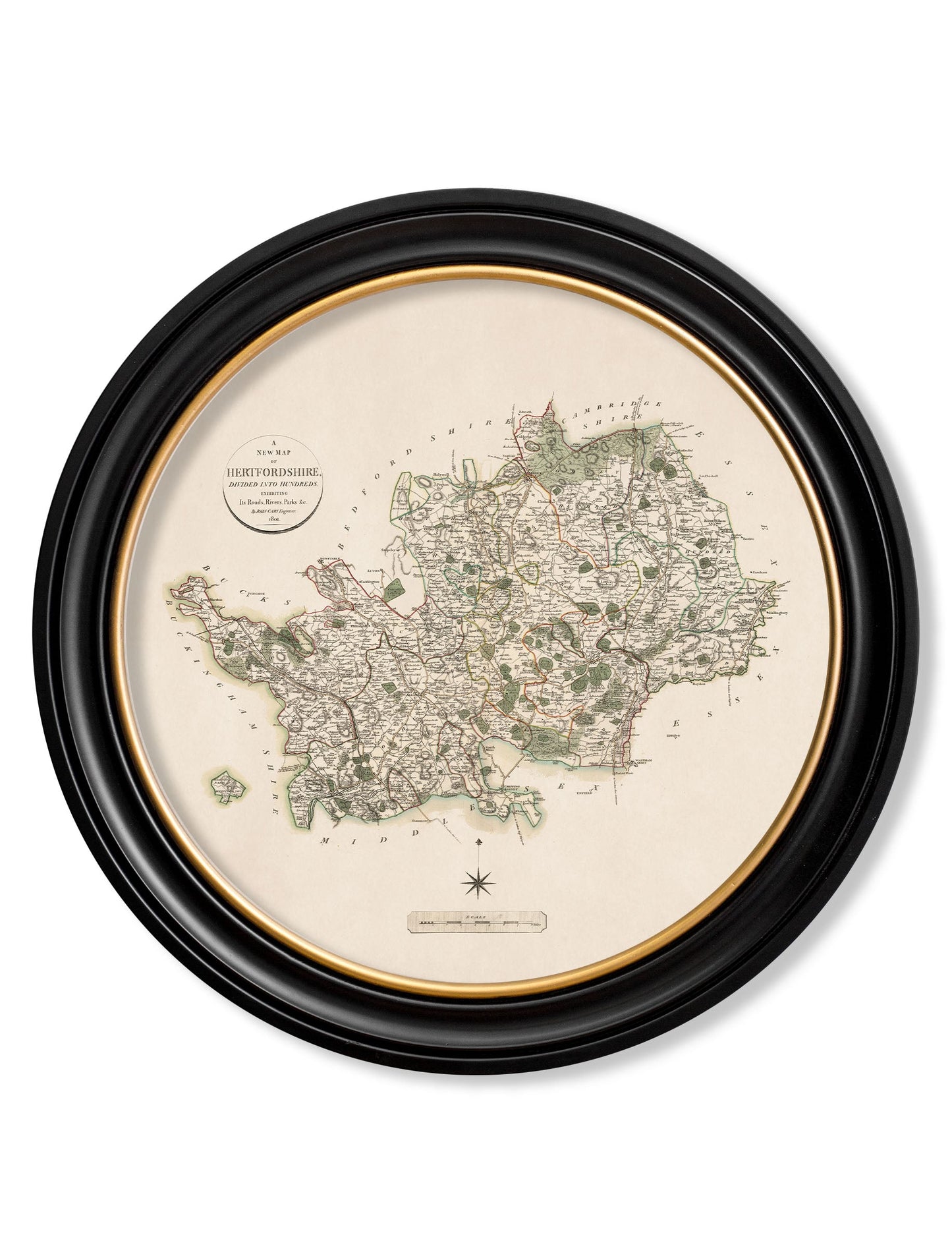 c.1806 County Maps of England – Round styled view – Leya Buster Interiors
