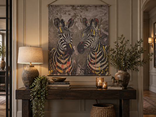 Large zebra canvas wall art, 145 x 125 cm