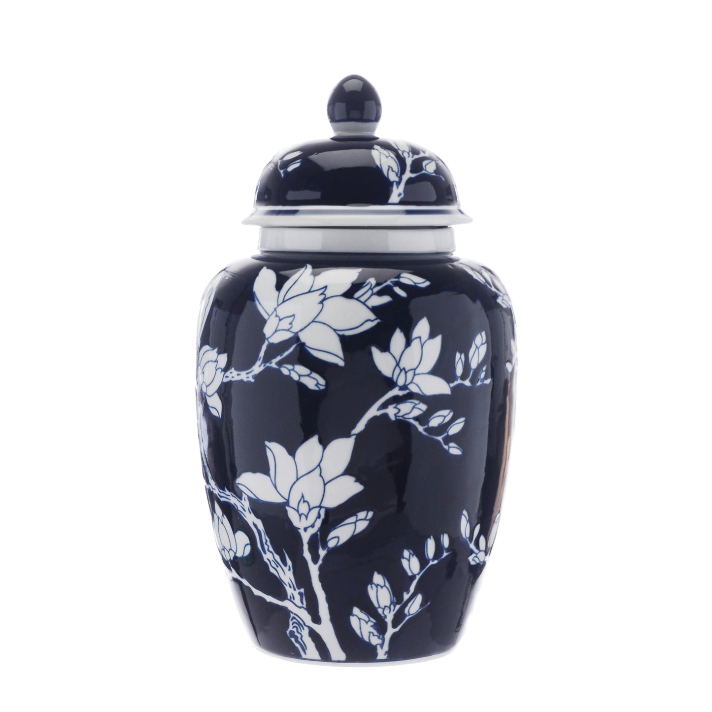 Large Blue Magnolia Ginger Jar