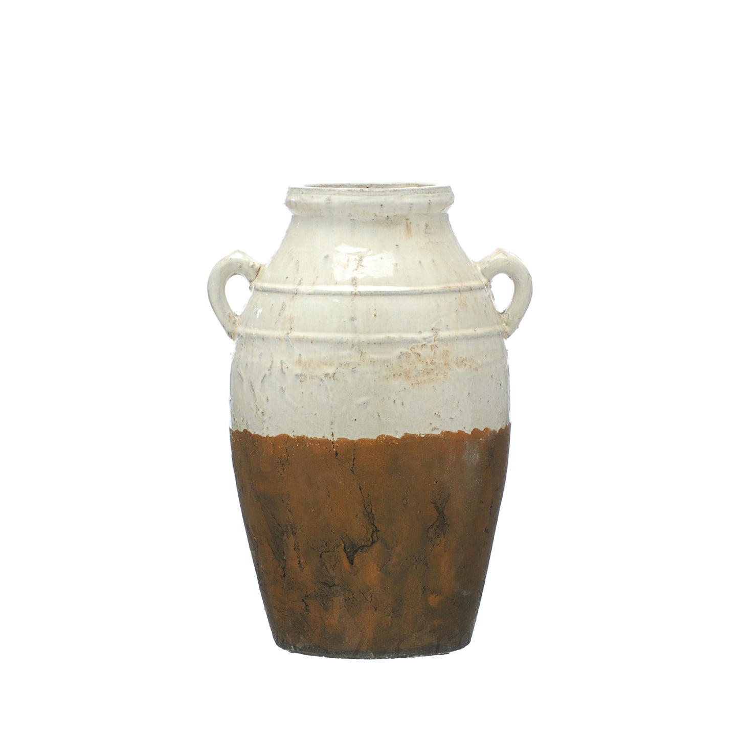 47cm Large Aged Cream Terracotta Pot with Handles