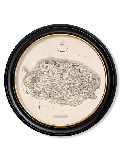 c.1806 County Maps of England – Round styled view – Leya Buster Interiors