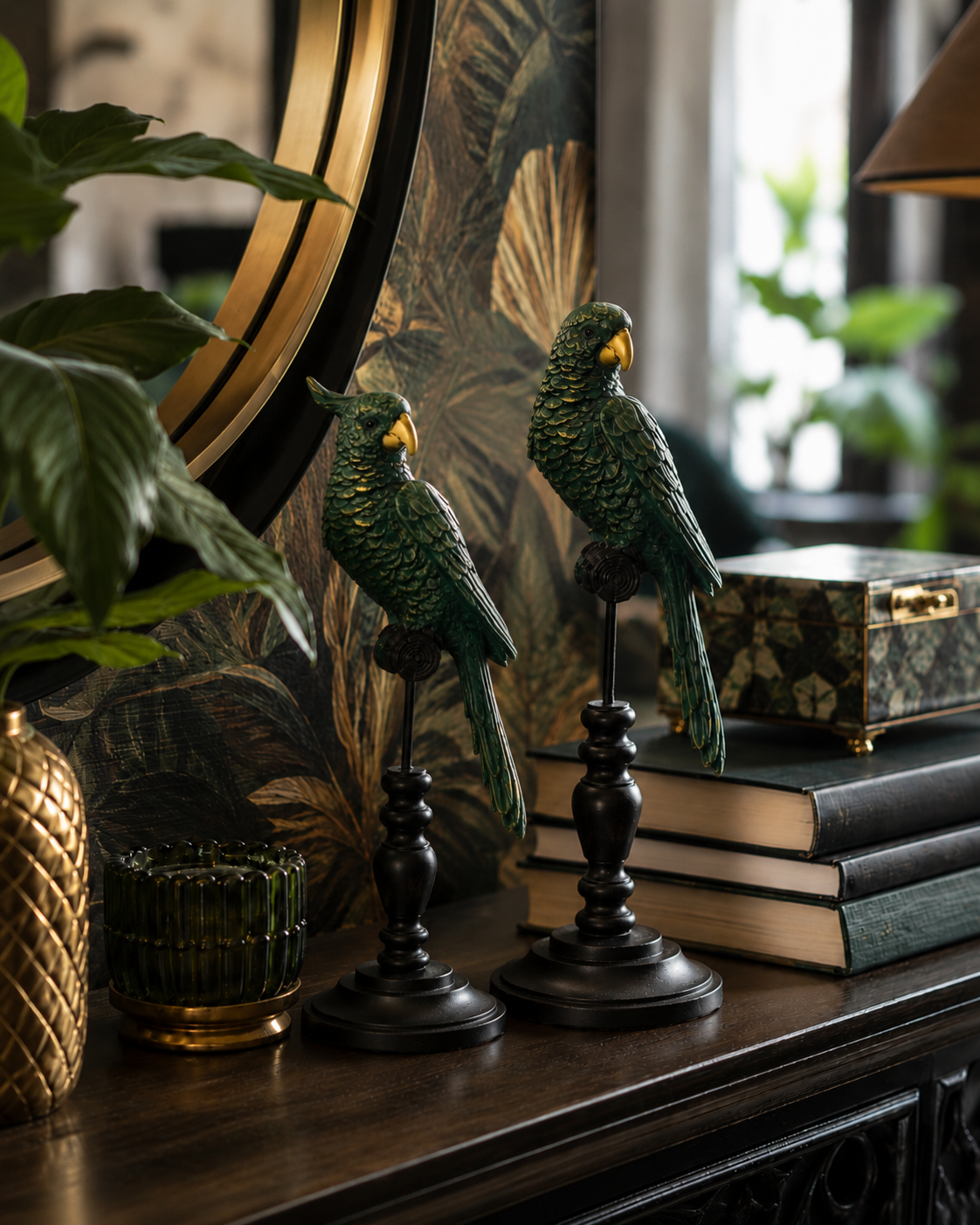 Tropical Parrot Tabletop Decoration on Perch