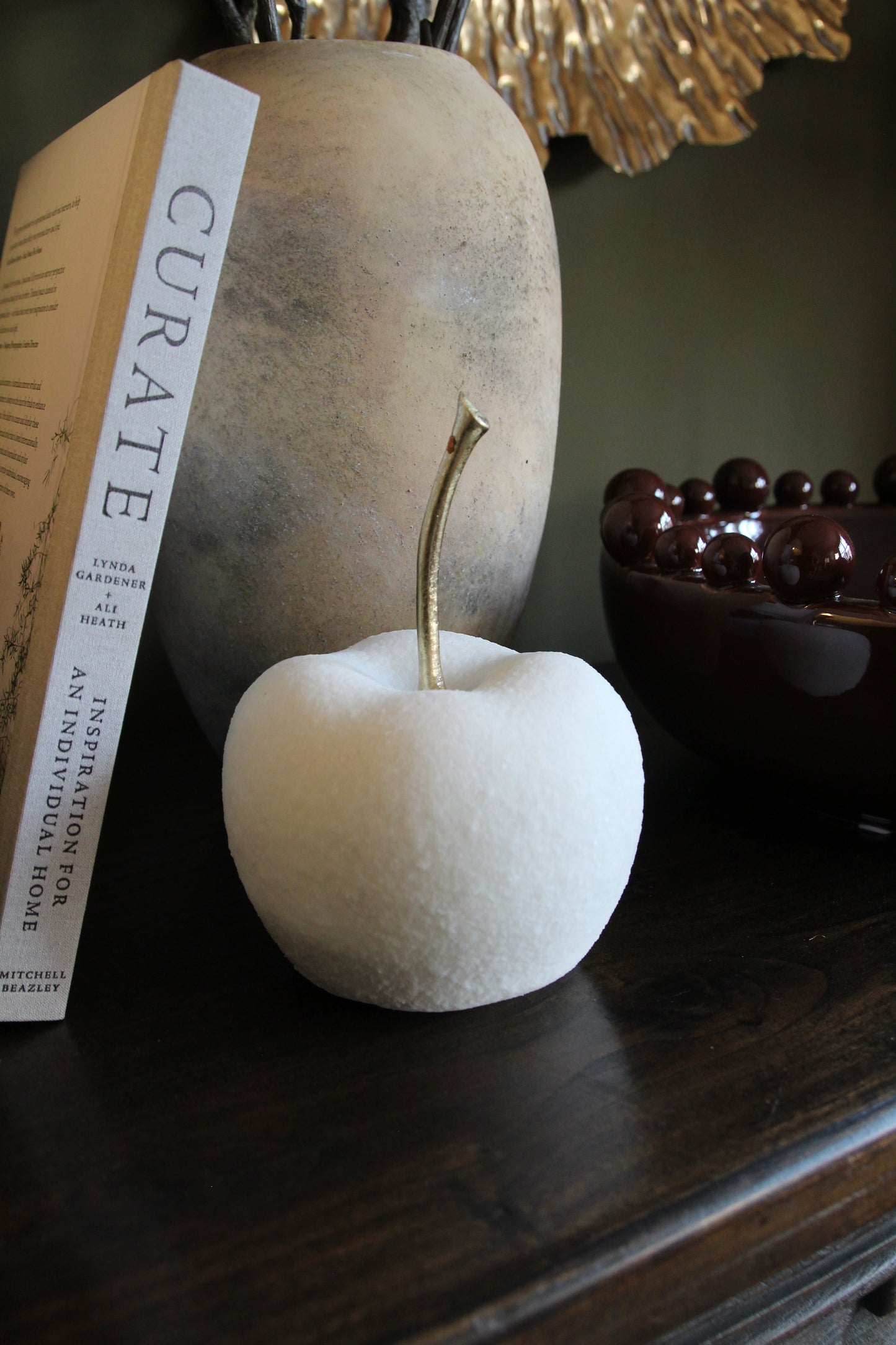 Quartz White Decorative Apple for tabletop styling
