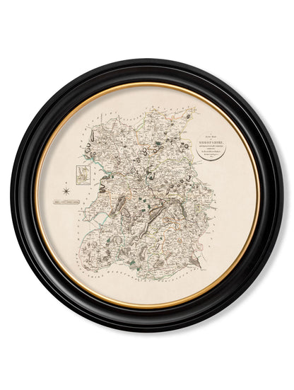 c.1806 County Maps of England – Round styled view – Leya Buster Interiors
