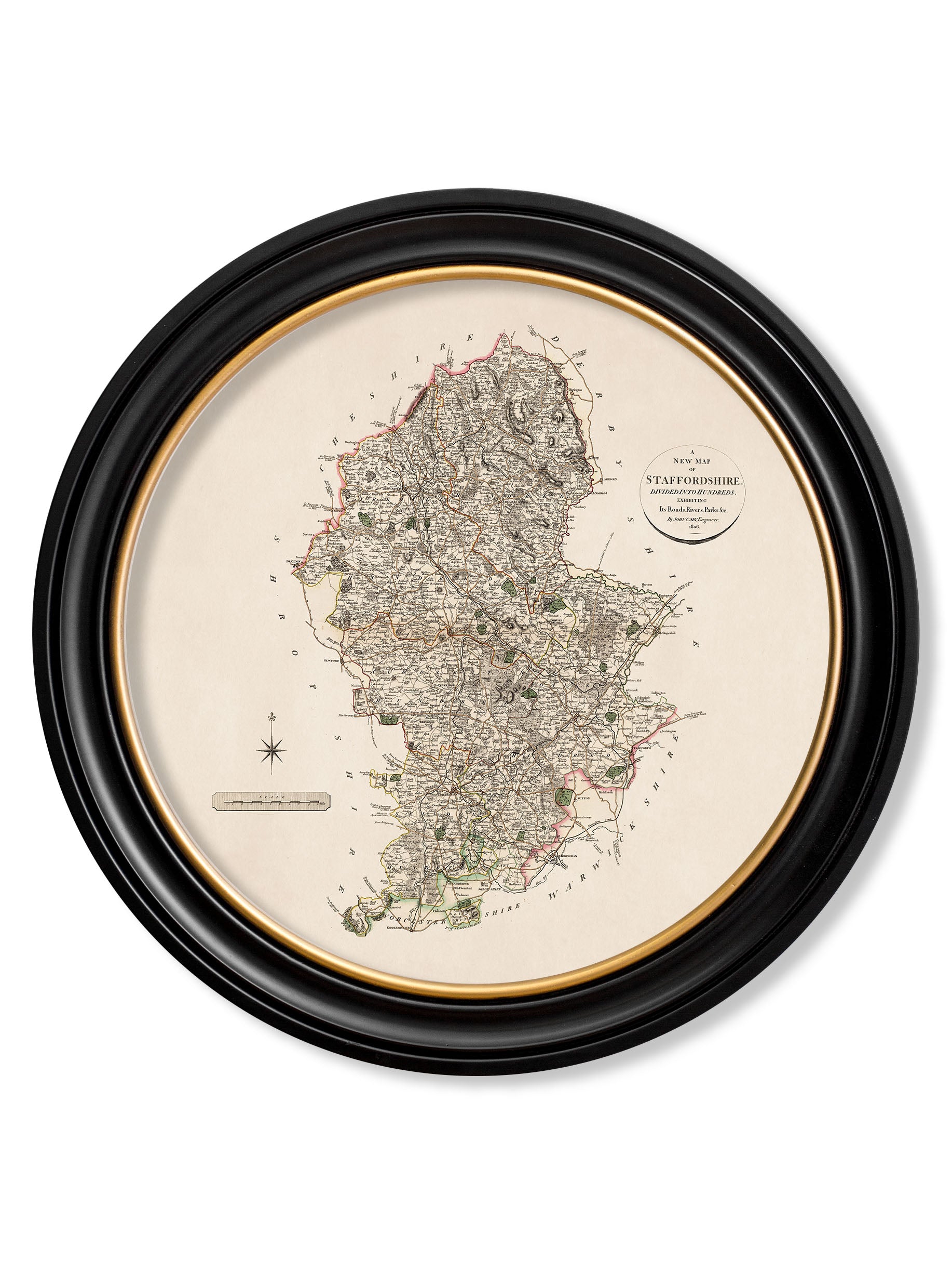 c.1806 County Maps of England – Round styled view – Leya Buster Interiors