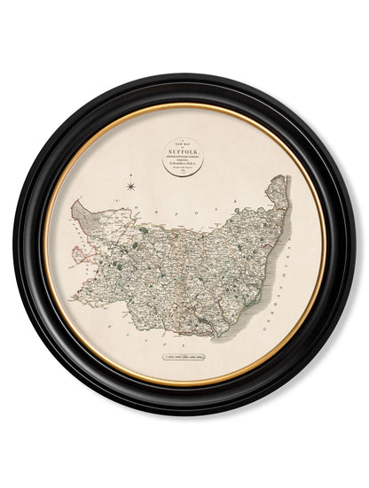 c.1806 County Maps of England – Round styled view – Leya Buster Interiors
