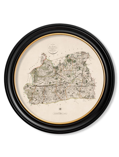c.1806 County Maps of England – Round styled view – Leya Buster Interiors
