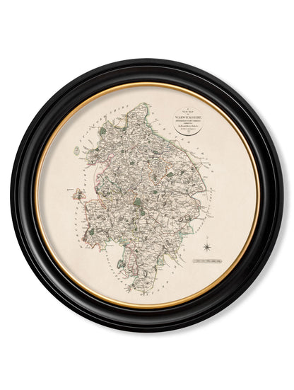 c.1806 County Maps of England – Round styled view – Leya Buster Interiors