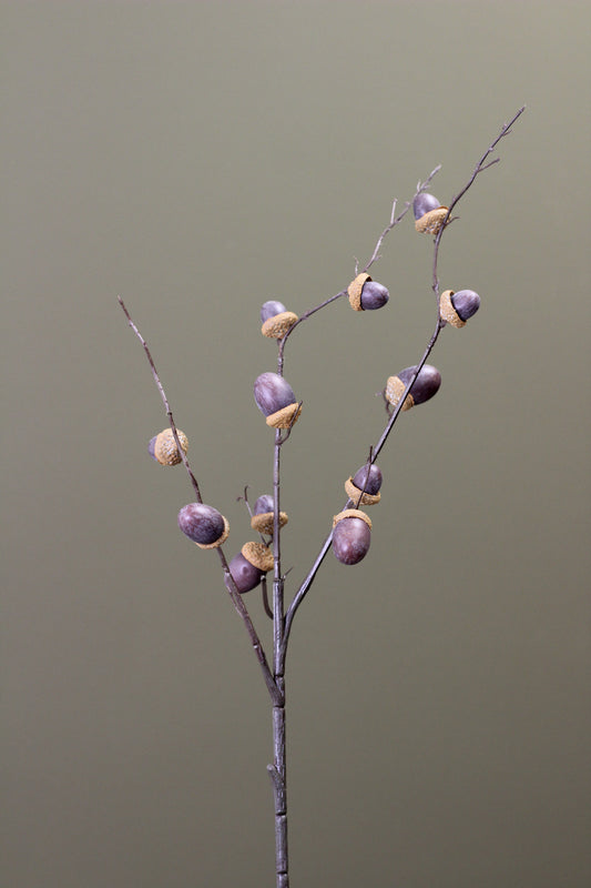 Woodland Acorn Branch – Brown faux autumn branch with warm earthy acorn detail